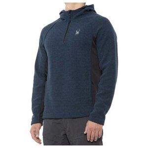 Spyder Frontier 1/4 Zip Hoodie Mens Size Small Fleece Lined blue BNWT SPFED153
